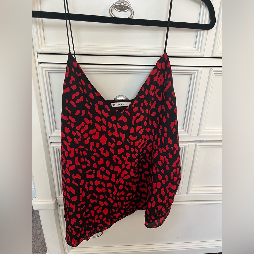 Alice + Olivia Red and Black Cami Top